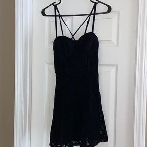 Hollister Black Velvet Strappy Skater Dress